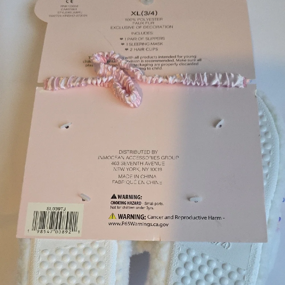Rainbow Sugar Slippers and Sleeping Mask Set NWT Girl's Size 3/4
